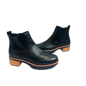 Kork-Ease Black Ankle Boots with Brown Sole